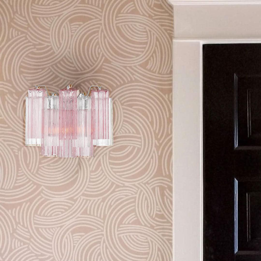 Odelle Collection - Wall Sconce Light - Pink & Chrome - W:36cm