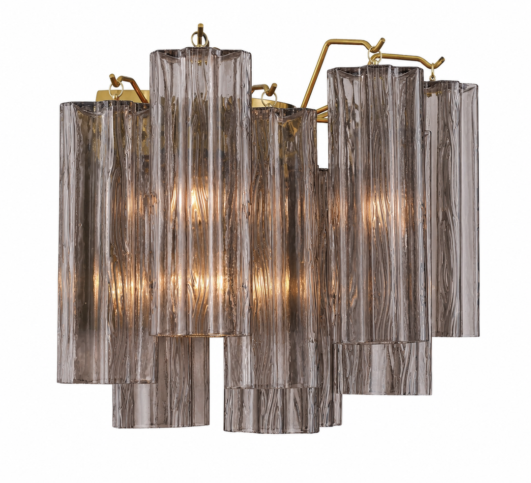Odelle Collection - Wall Sconce Light - Smoke & Satin Brass - W:36cm