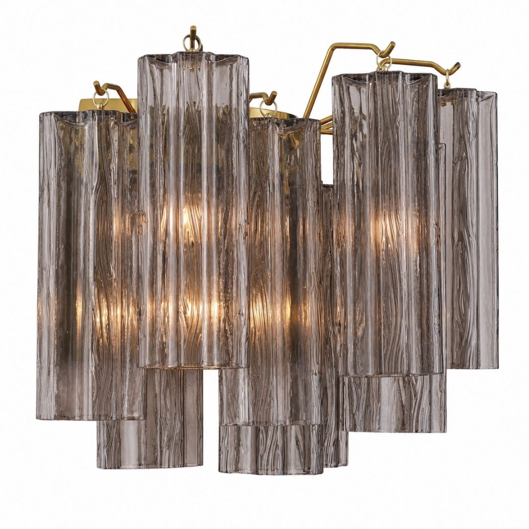 Odelle Collection - Wall Sconce Light - Smoke & Satin Brass - W:36cm