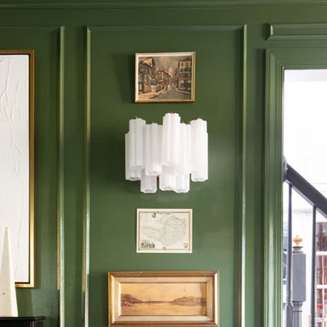 Odelle Collection - Wall Sconce Light - White & Satin Brass - W:36cm