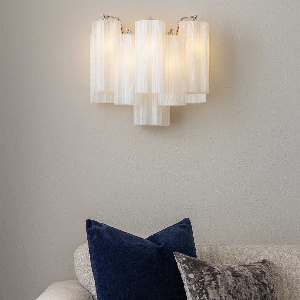 Odelle Collection - Wall Sconce Light - White & Chrome - W:36cm
