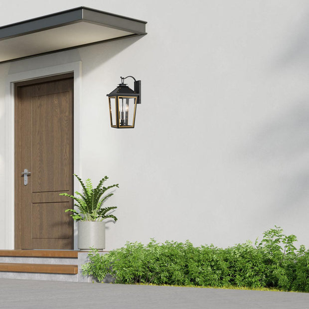 Ollie 3 Lights Outdoor Wall Sconce - Matte Black and Gold