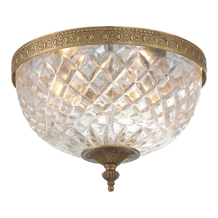 Devon Collection - Old Brass - Clear Glass Flush Mount - W:25cm - Designer Chandelier Australia