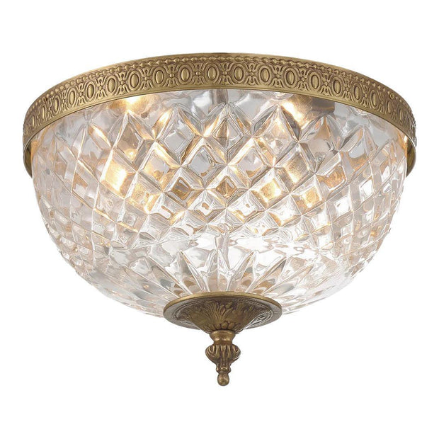 Devon Collection - Old Brass - Clear Glass Flush Mount - W:25cm