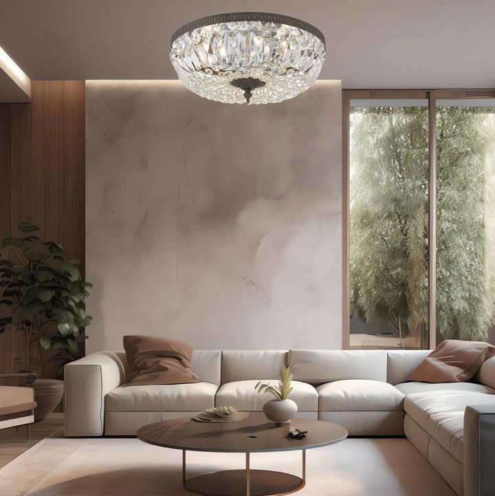 Devon Collection - English Bronze - Clear Crystals Flush Mount - W:30cm