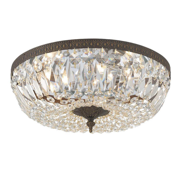 Devon Collection - English Bronze - Clear Crystals Flush Mount - W:25cm