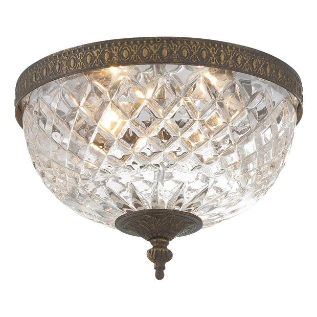 Devon Collection - English Bronze - Clear Glass Flush Mount - W:30cm