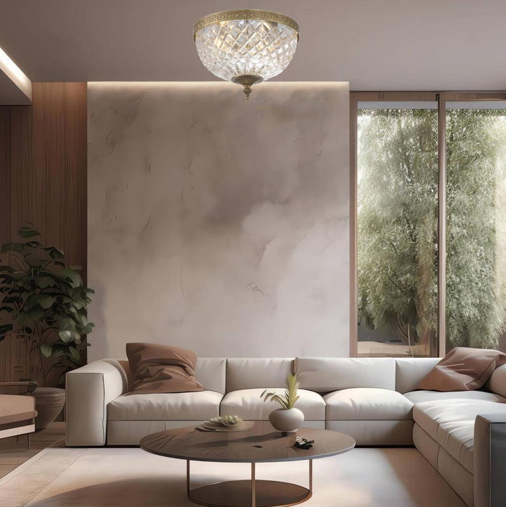 Devon Collection - Old Brass - Clear Glass Flush Mount - W:30cm