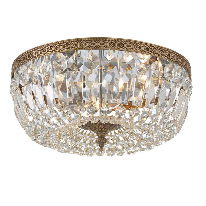 Devon Collection - Old Brass - Clear Crystals Flush Mount - W:35cm