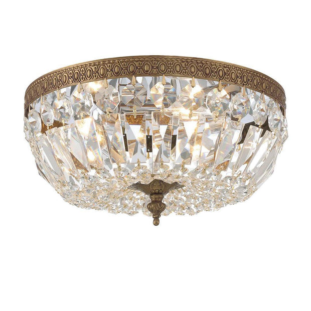 Devon Collection - Old Brass - Clear Crystals Flush Mount - W:40cm