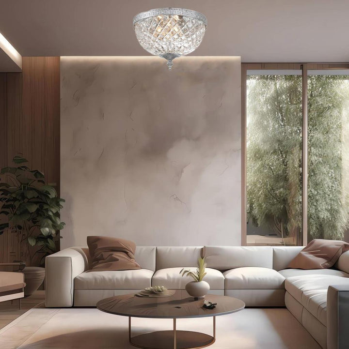 Devon Collection - Polished Nickel - Clear Glass Flush Mount - W:30cm