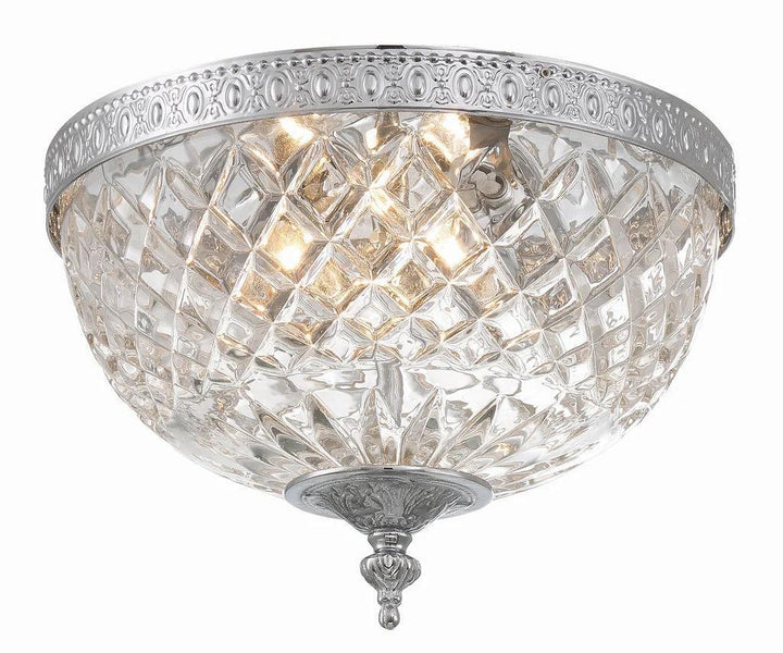 Devon Collection - Polished Nickel - Clear Glass Flush Mount - W:30cm