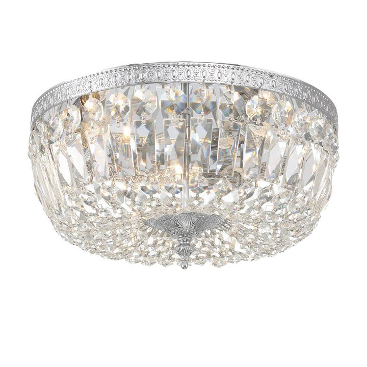 Devon Collection - Polished Nickel - Clear Crystals Flush Mount - W:35cm