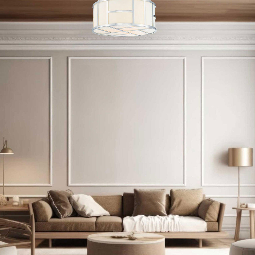 Fulton Collection - Flush Mount Chandelier - Polished Nickel Frame - Designer Chandelier Australia