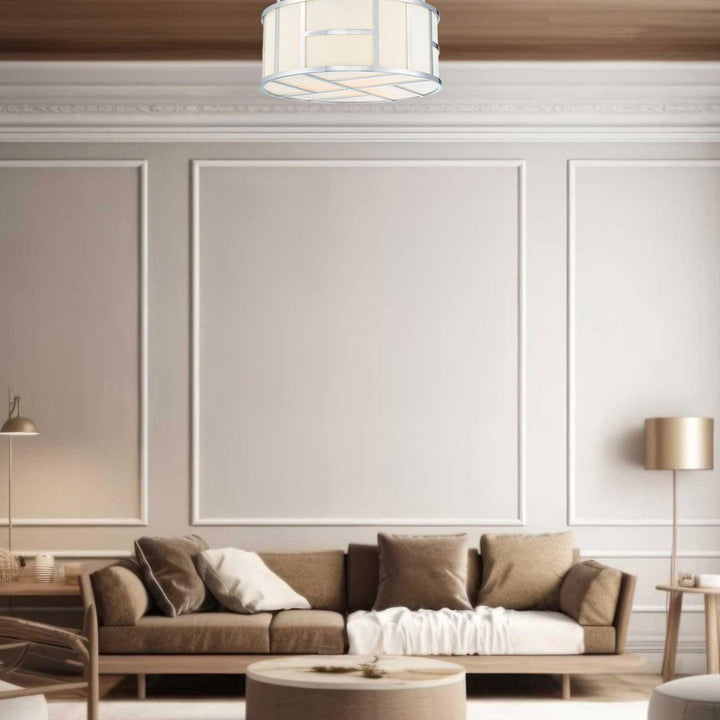 Fulton Collection - Flush Mount Chandelier - Polished Nickel Frame - Designer Chandelier Australia