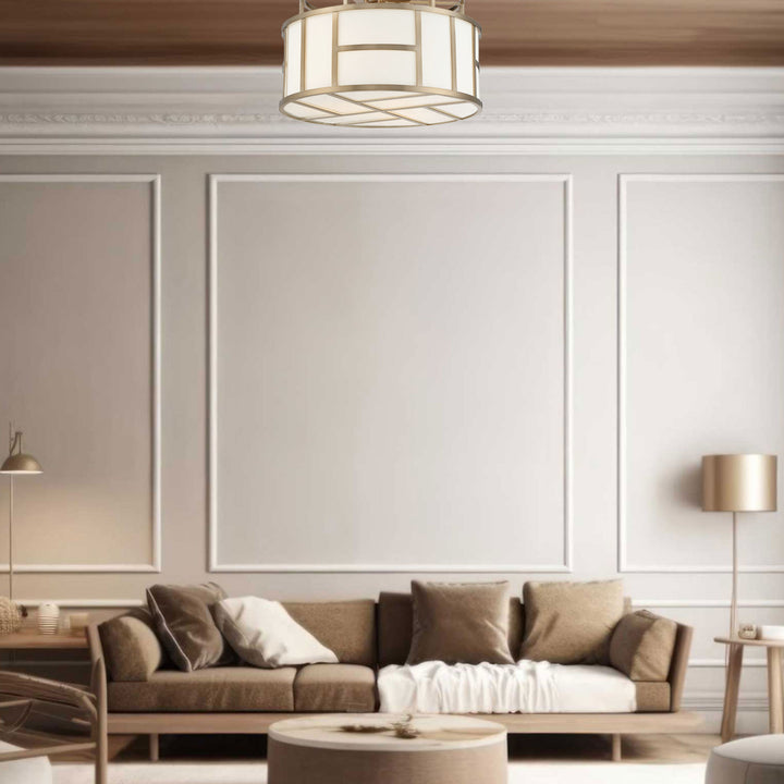 Fulton Collection - Flush Mount Chandelier - Satin Brass Frame - Designer Chandelier Australia