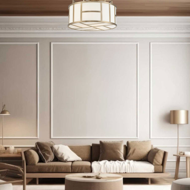 Fulton Collection - Flush Mount Chandelier - Satin Brass Frame
