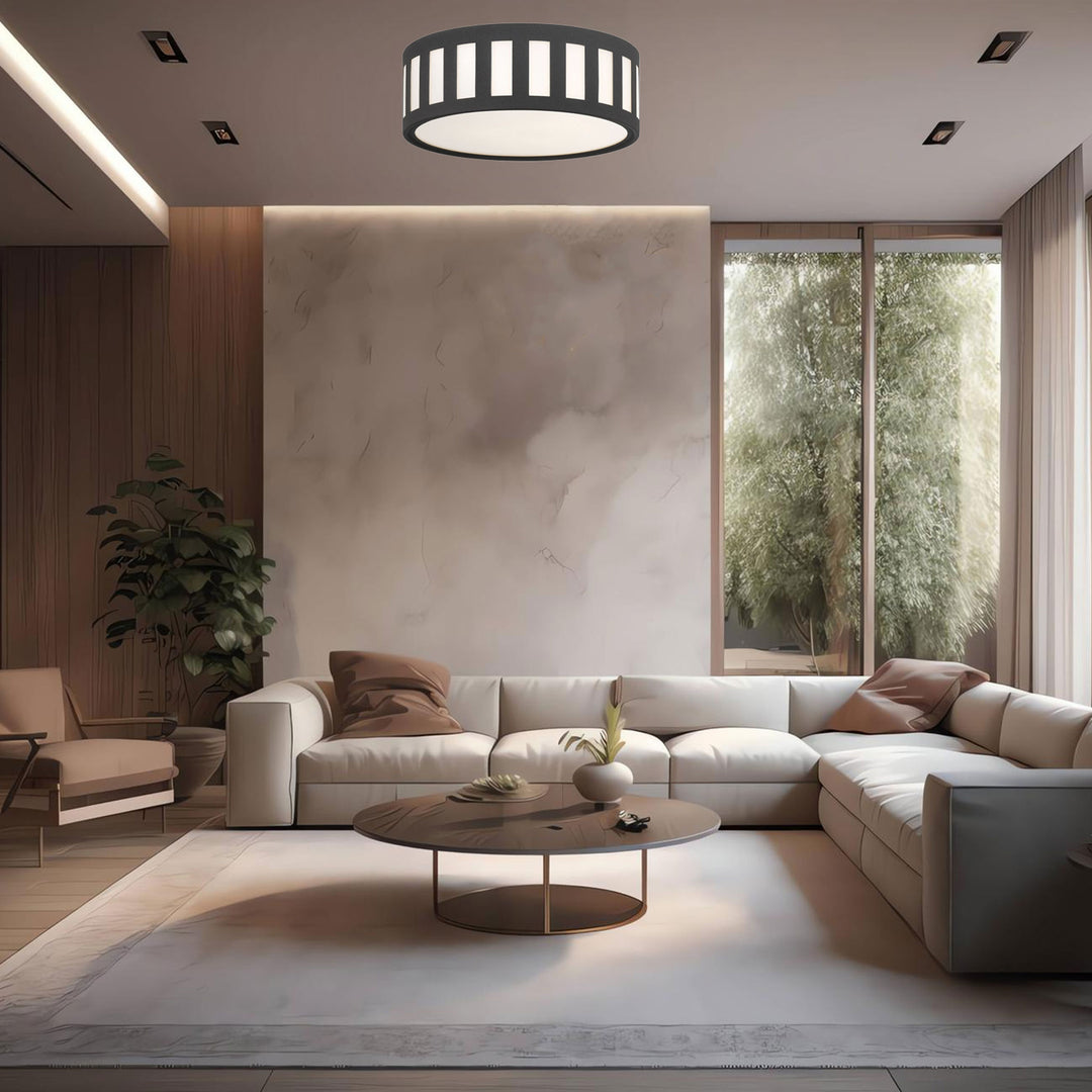 Kirby Collection - Flush Mount Chandelier - Matte Black Frame - W:36cm - Designer Chandelier Australia