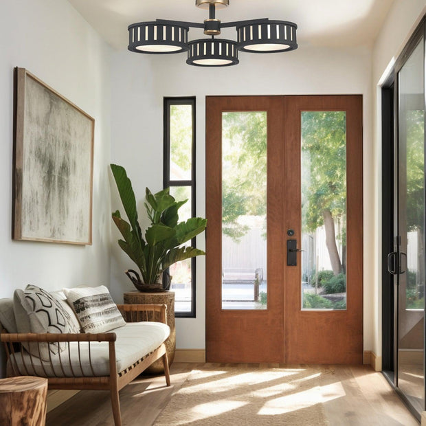 Kirby Collection - Flush Mount Chandelier - Matte Black Frame - W:74cm