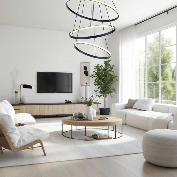 Harlow Collection - 3 Ring Chandelier - Matte Black