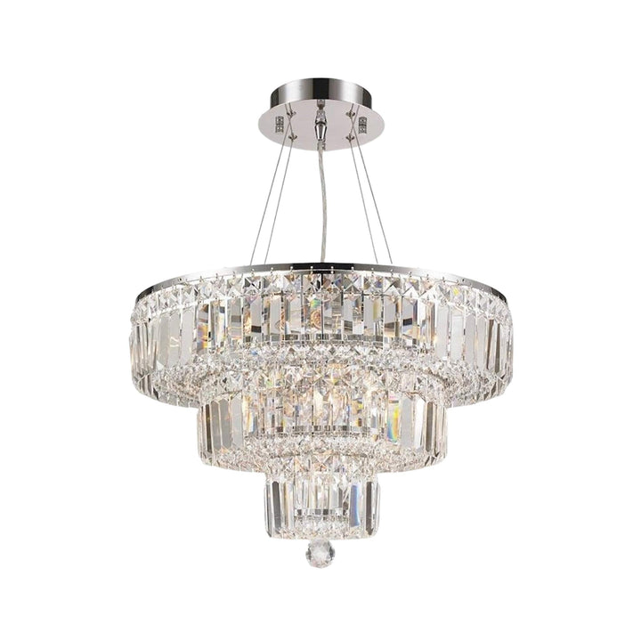 Modular 3 Tier Crystal Pendant - Round - Chrome Fixtures - Designer Chandelier Australia