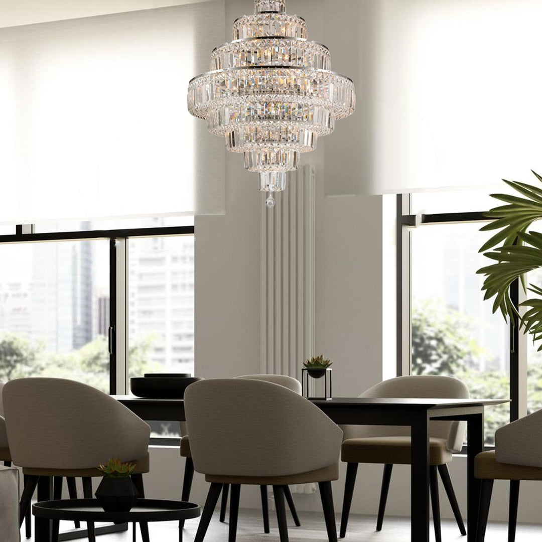 Modular 8 Tier Crystal Pendant Light - CHROME - Designer Chandelier Australia