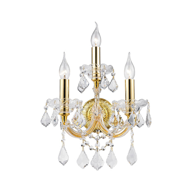 Triple Maria Theresa Wall Light Sconce - Gold Fixtures