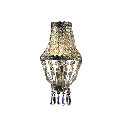 French Basket Wall Sconce Light - Antique Bronze - W:15cm