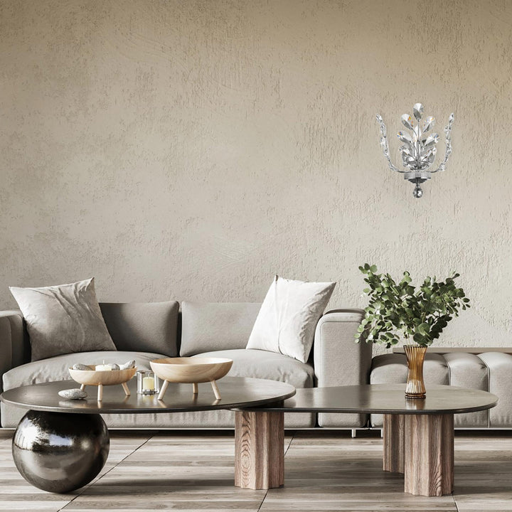 Willow Contemporary Leaf Wall Sconce - W:30cm - Chrome - Designer Chandelier Australia