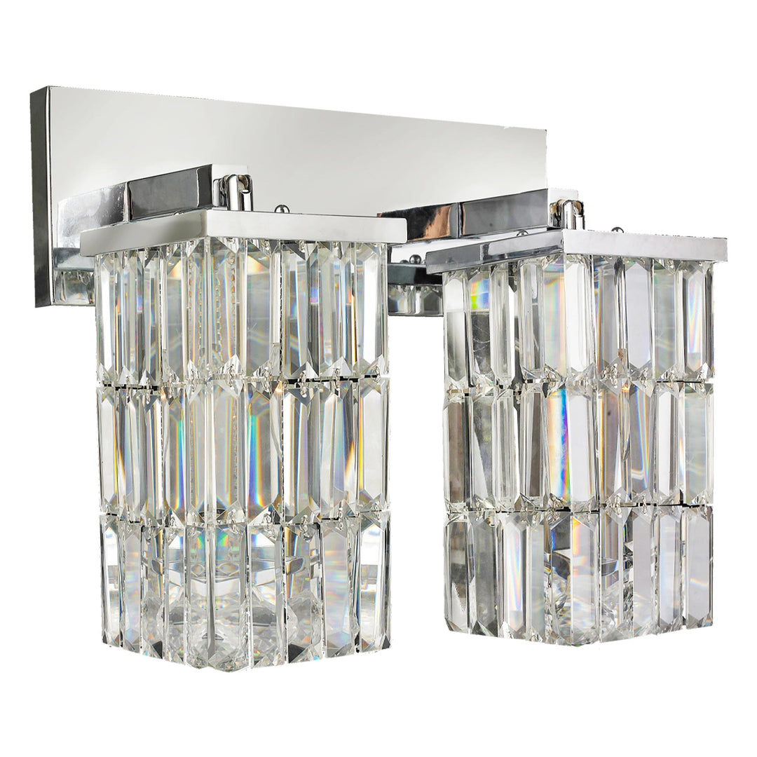 Modena Double Arm Wall Sconce - Rectangle - Chrome - Designer Chandelier Australia