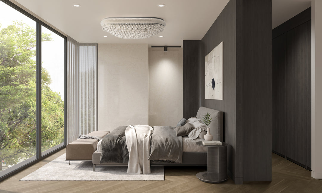 Royal Empress Flush Mount OVAL Basket Chandelier - CHROME - L:90cm