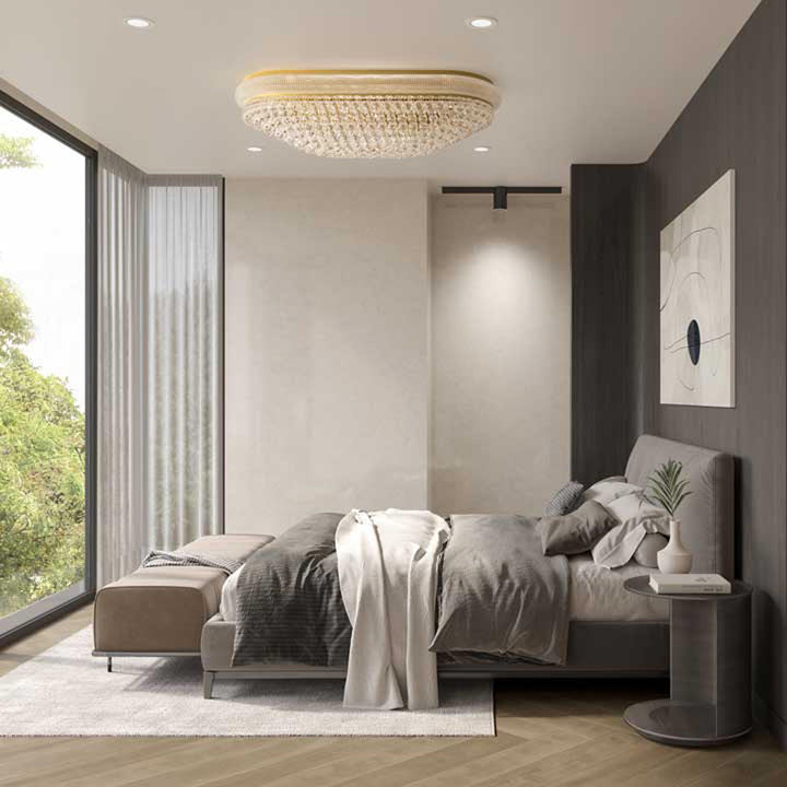 Royal Empress Flush Mount OVAL Basket Chandelier - GOLD - W:120cm - Designer Chandelier Australia