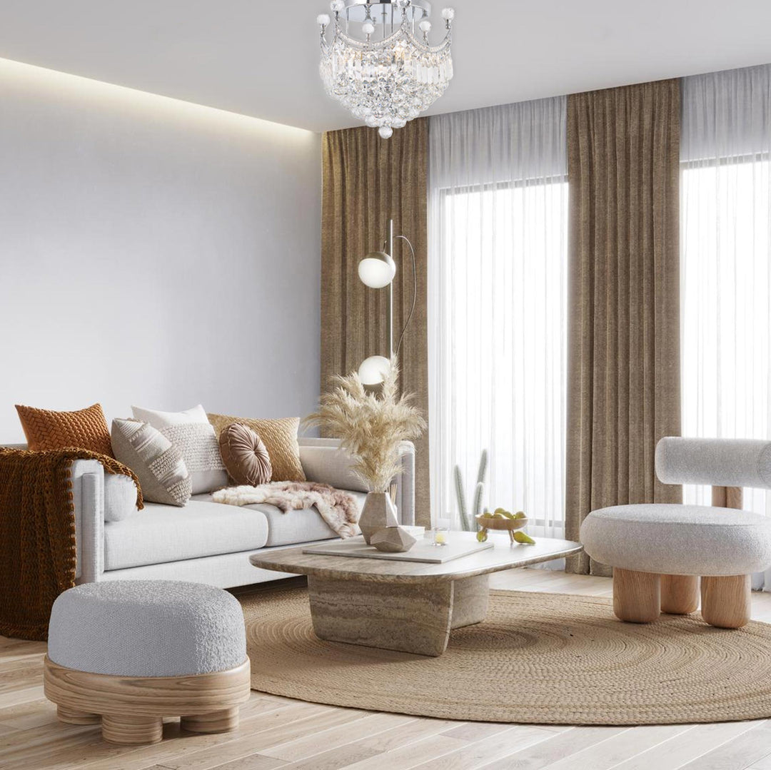 Royal Empire Flush Mount CHROME Basket Chandelier- W:40cm - Designer Chandelier Australia