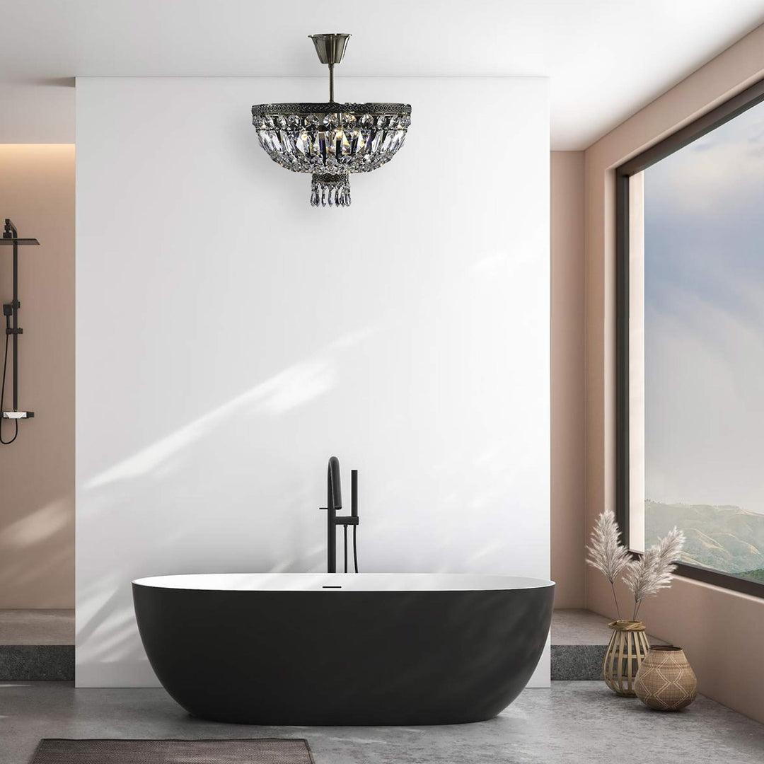 French Basket Semi Flush Mount Chandelier - Antique Bronze - Width: 40cm - Designer Chandelier Australia