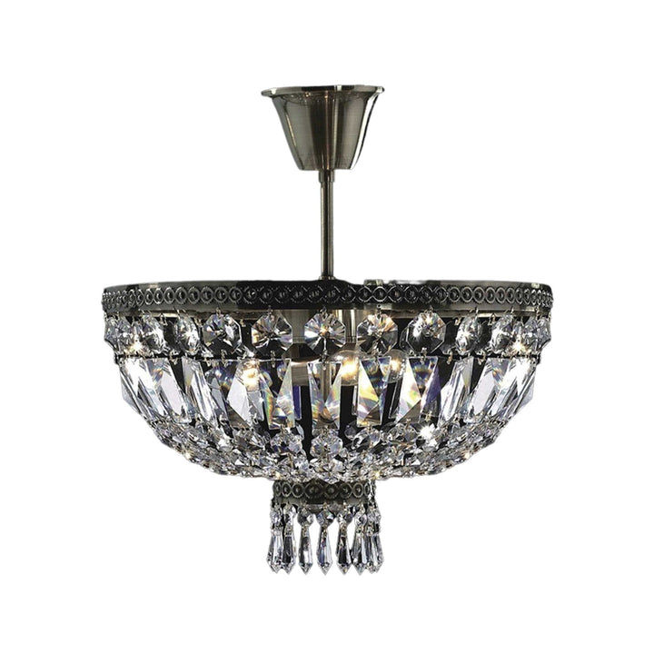 French Basket Semi Flush Mount Chandelier - Antique Bronze - Width: 40cm - Designer Chandelier Australia