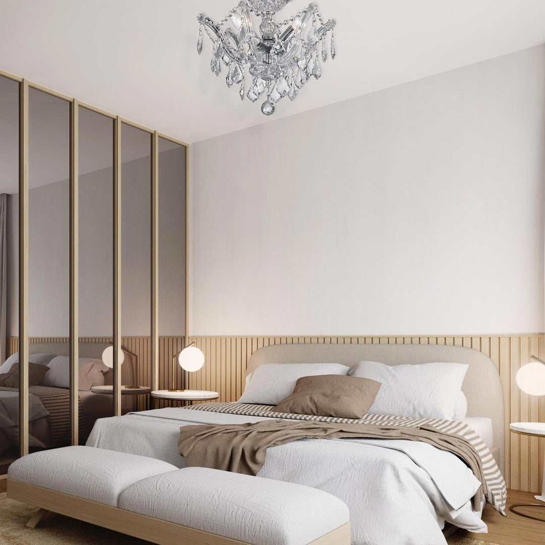 Maria Theresa Flush Mount Chandelier - Chrome Finish - W:40cm