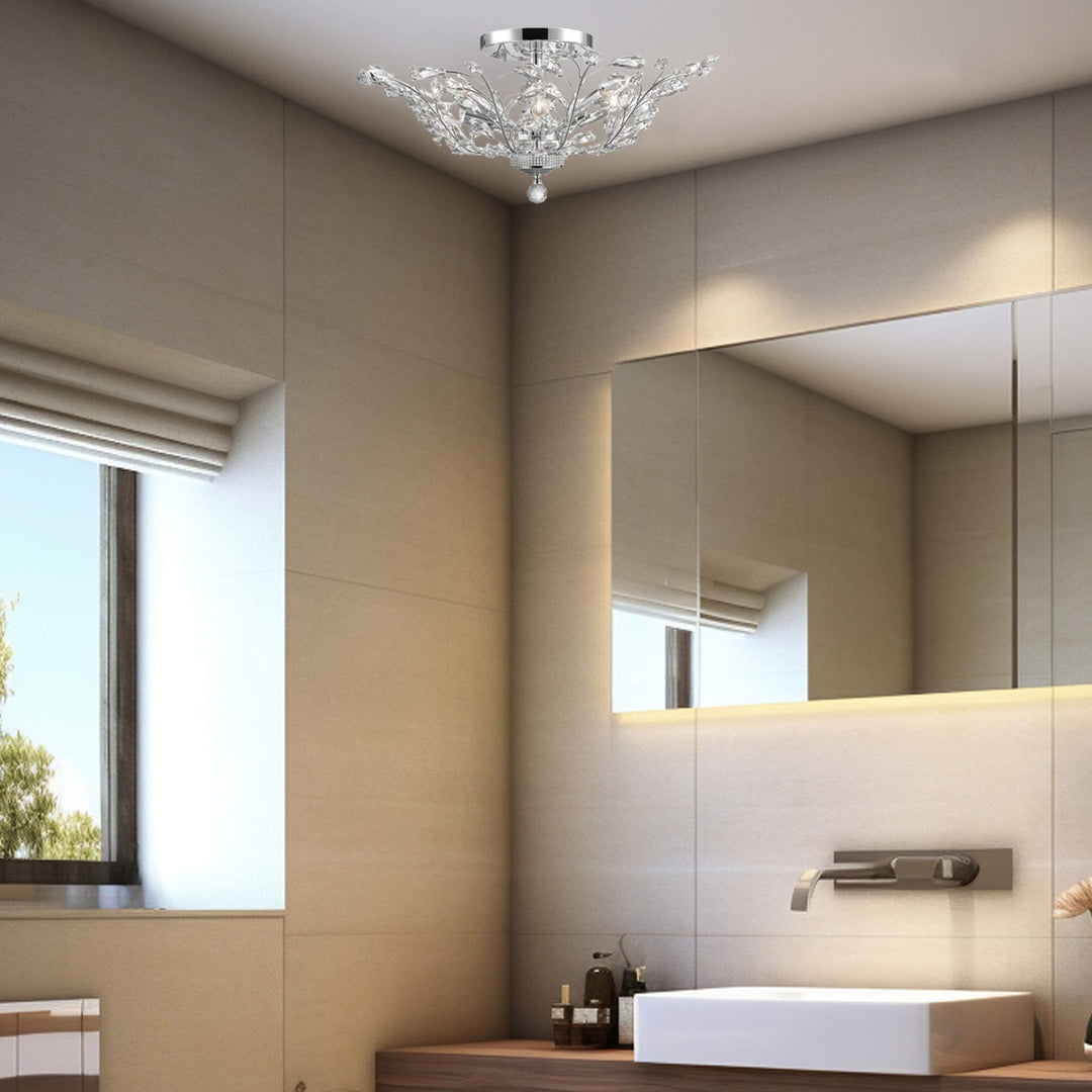 Willow Contemporary Leaf Flush Mount Chandelier- W:70cm H:30cm - Chrome - Designer Chandelier Australia