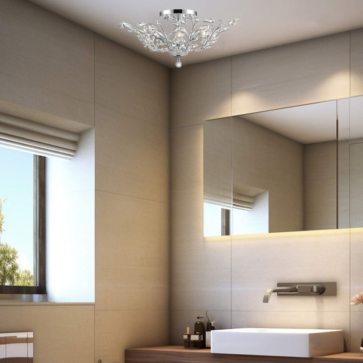 Willow Contemporary Leaf Flush Mount Chandelier- W:70cm H:30cm - Chrome - Designer Chandelier Australia