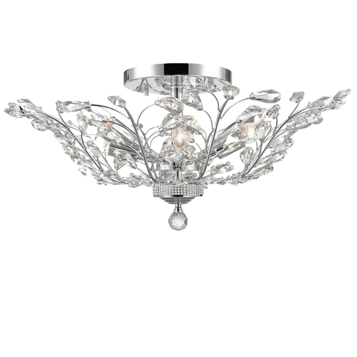 Willow Contemporary Leaf Flush Mount Chandelier- W:70cm H:30cm - Chrome - Designer Chandelier Australia