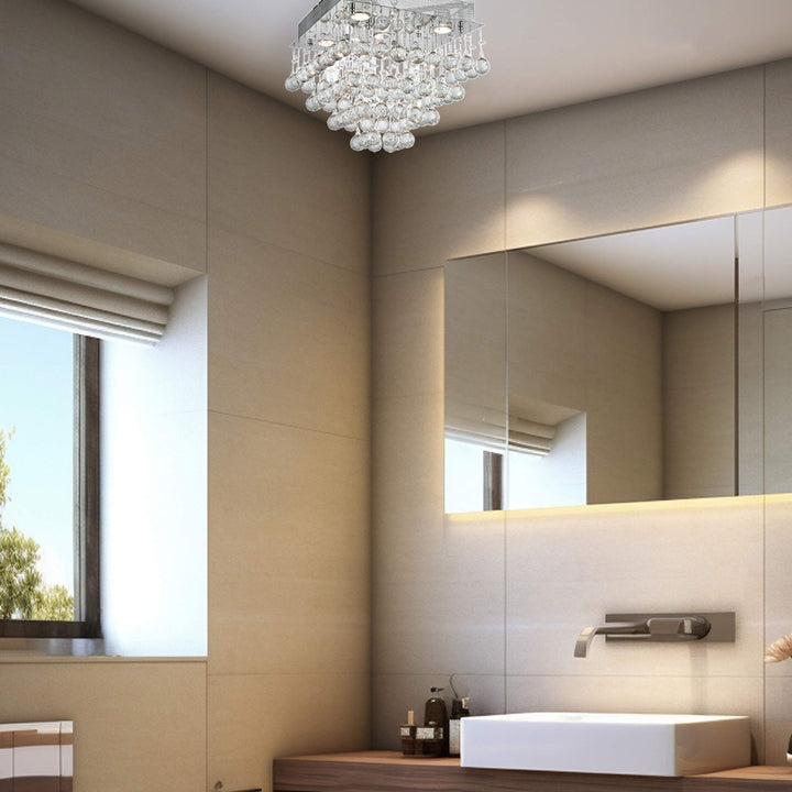 Square Cluster LED Flush Mount Crystal Chandelier - Width:40cm Height:36cm - Designer Chandelier Australia