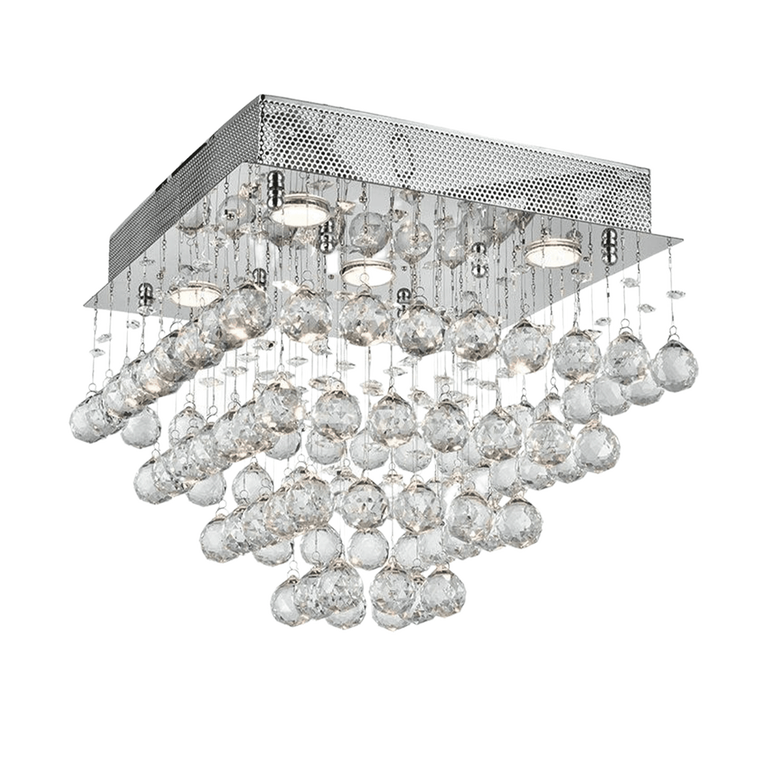 Square Cluster LED Flush Mount Crystal Chandelier - Width:40cm Height:36cm - Designer Chandelier Australia
