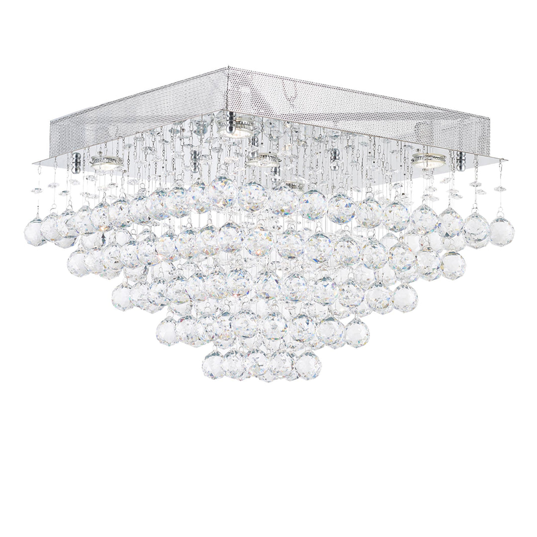 Square Cluster LED Flush Mount Crystal Chandelier - Width:50cm Height:36cm - Designer Chandelier Australia