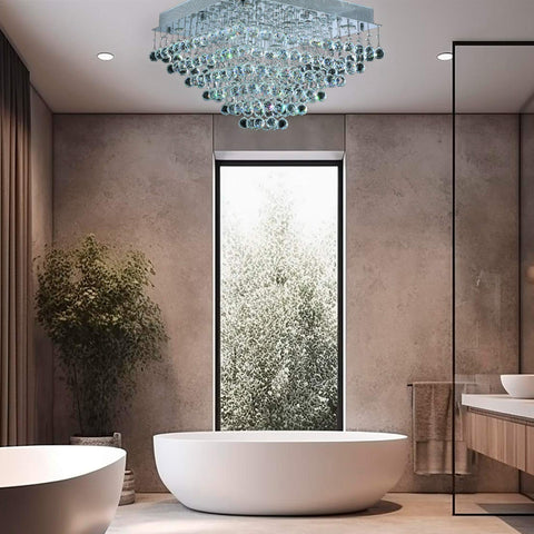 Square Cluster LED Flush Mount Crystal Chandelier - Width:60cm Height:40cm