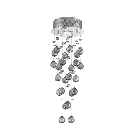 Round Cluster LED Crystal Chandelier - SMOKE- Width:20cm Height:60cm