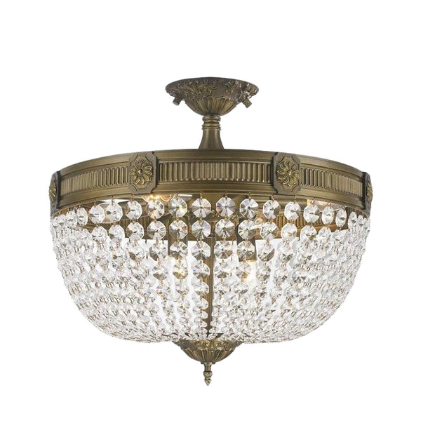 Regency Basket Flush Mount Chandelier - Antique Bronze Style - W:50cm