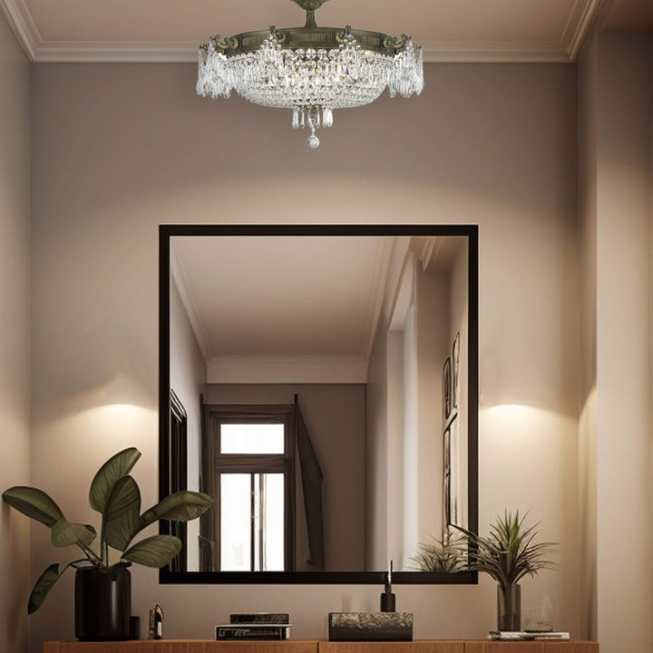 Regency Basket Chandelier - Antique Bronze Style - Flush Mount - W:75cm H:45cm - Designer Chandelier Australia