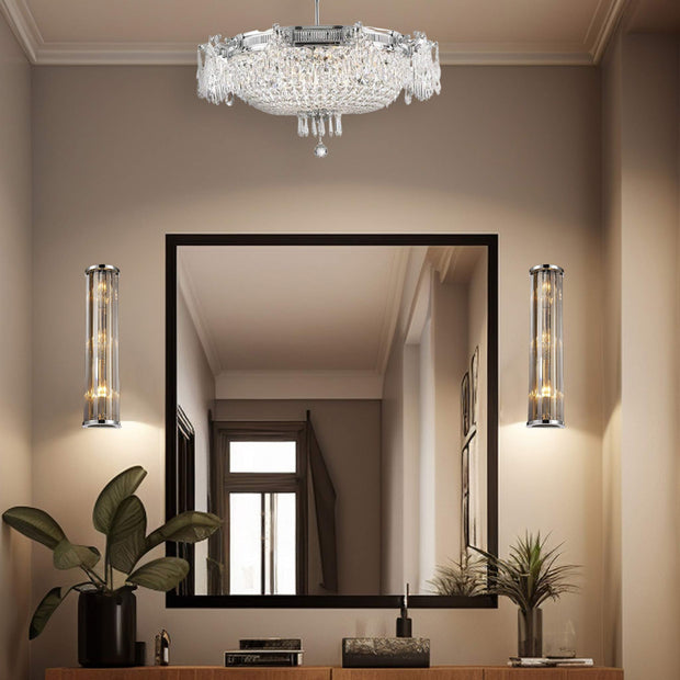 Regency Basket Chandelier -  Chrome Finish - Flush Mount - W:75cm H:45cm