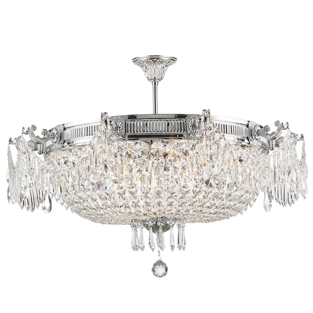 Regency Basket Chandelier -  Chrome Finish - Flush Mount - W:75cm H:45cm