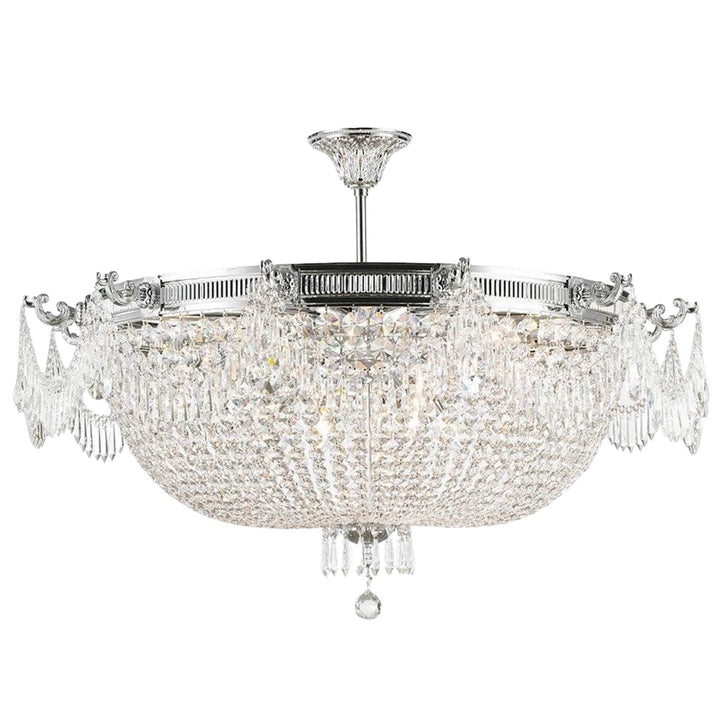 Regency Basket Chandelier - Chrome Finish - Flush Mount - W:100cm H:55cm