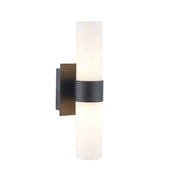 Provincial Collection Wall Sconce - Frosted Glass - Matte Black - H:25cm